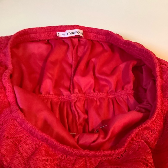 Maurices Magenta Strapless Knee Lnth Lace Dress 2X - Picture 4 of 8